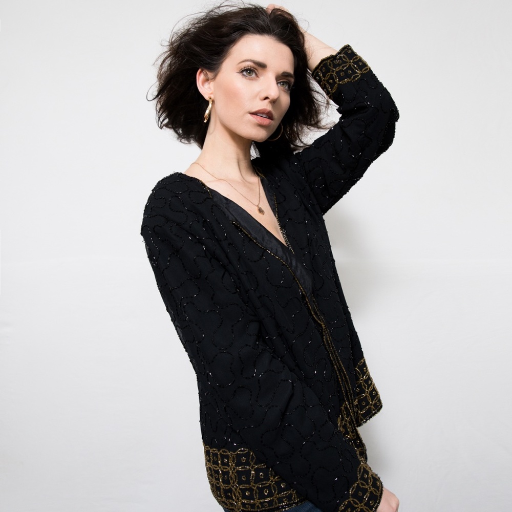 Black Hand Beaded JMD New York Kimono / Cardigan